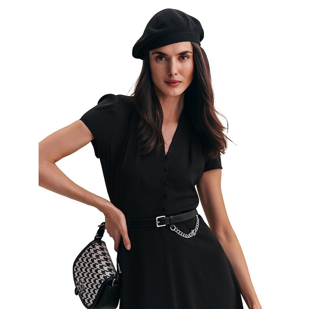 Lauren Ralph Lauren women's SHORT SLEEVE DAYDRESS Belted in black size 6 $220 - Picture 4 of 16